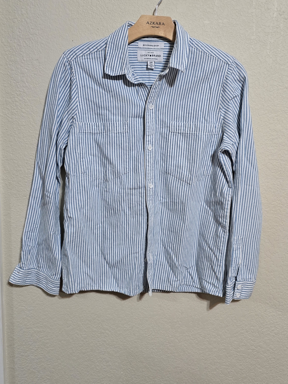 Lucky Brand Men’s Light Blue Striped Button-Up Shirt